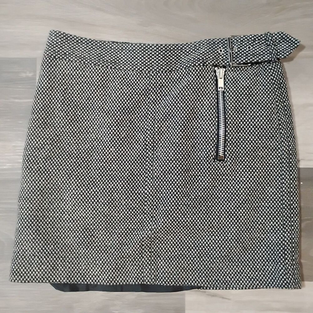 Vintage Tommy Hilfiger Women's Skirt Sz 4 Check Black White Zipper Buckle Career